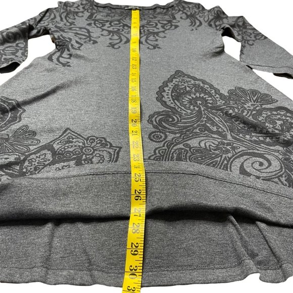 Renuar A-Line Mini Dress Small Gray Mandalas Print 3/4 Sleeves Stretch - Picture 11 of 12
